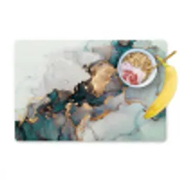 Marmer print - Goud - Blauw Placemat vinyl groot -zzzproduct_Kitchenyeah-website
