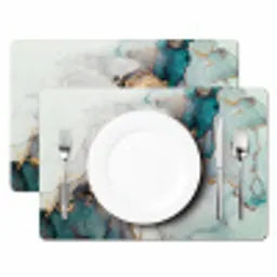 Marmer print - Goud - Blauw Placemat vinyl groot -zzsfeer2_Kitchenyeah-website