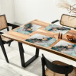 Marmer print - Goud - Blauw Placemat vinyl groot -zzsfeer4_Kitchenyeah-website