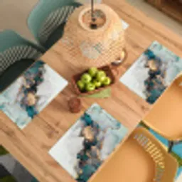 Marmer print - Goud - Blauw Placemat vinyl groot -zzsfeer5_Kitchenyeah-website