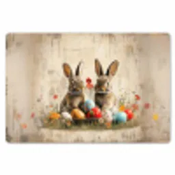 Konijnen - Bloemen - Eieren Placemat vinyl groot -zzsfeer1_Kitchenyeah-website
