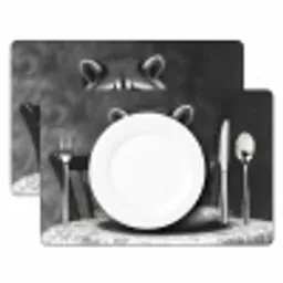 Wasbeer - Cute - Pasta - Tafelkleed - Zwart - Wit Placemat vinyl groot -zzsfeer2_Kitchenyeah-website