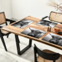Schotse hooglander - Zwart - Wit - Gras Placemat vinyl groot -zzsfeer4_Kitchenyeah-website