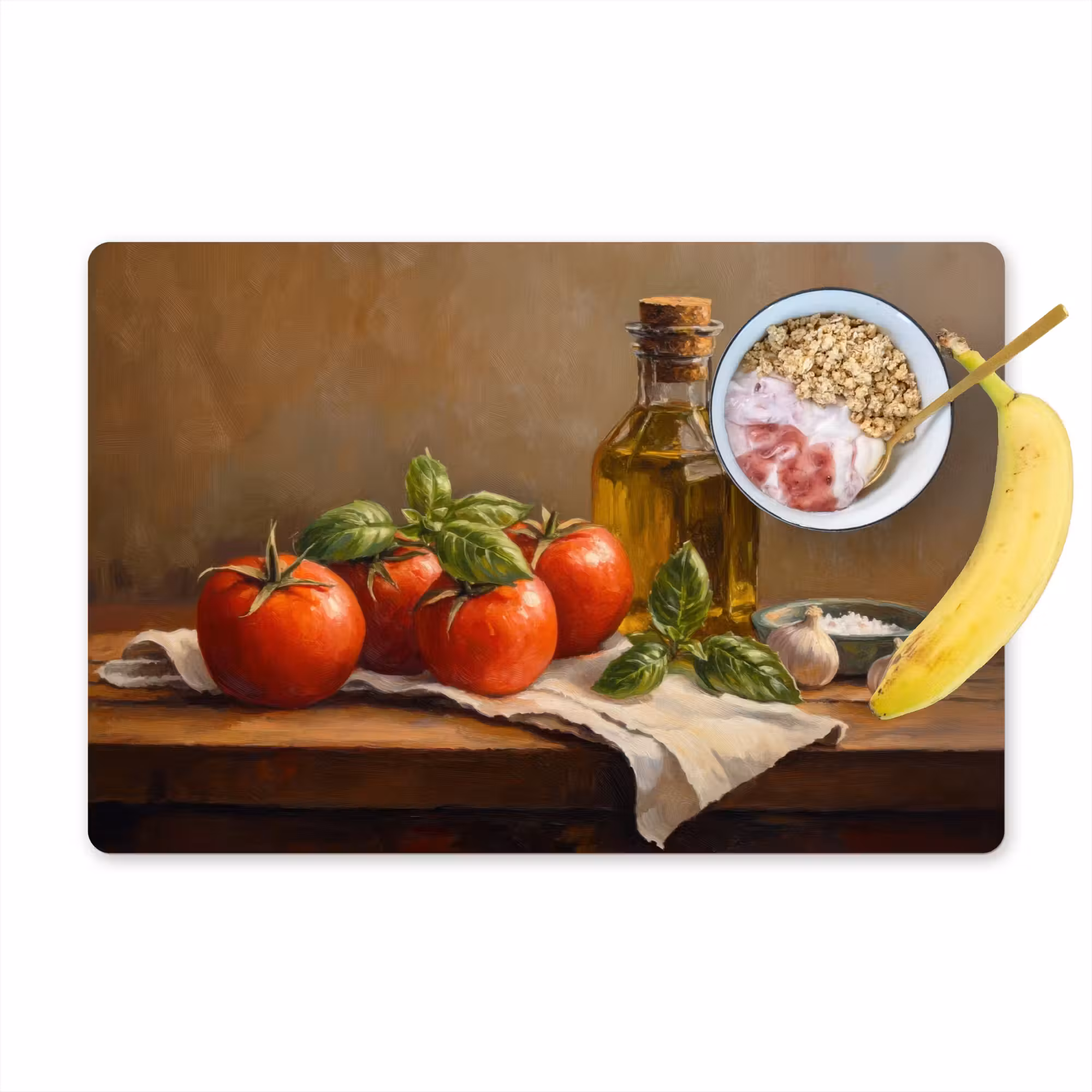 Placemat - 6 pieces - Tomatoes - Olive oil - Still life