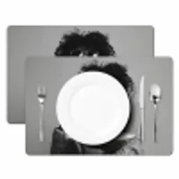 Vrouw - Pasta - Zwart - Wit Placemat vinyl groot -zzsfeer2_Kitchenyeah-website