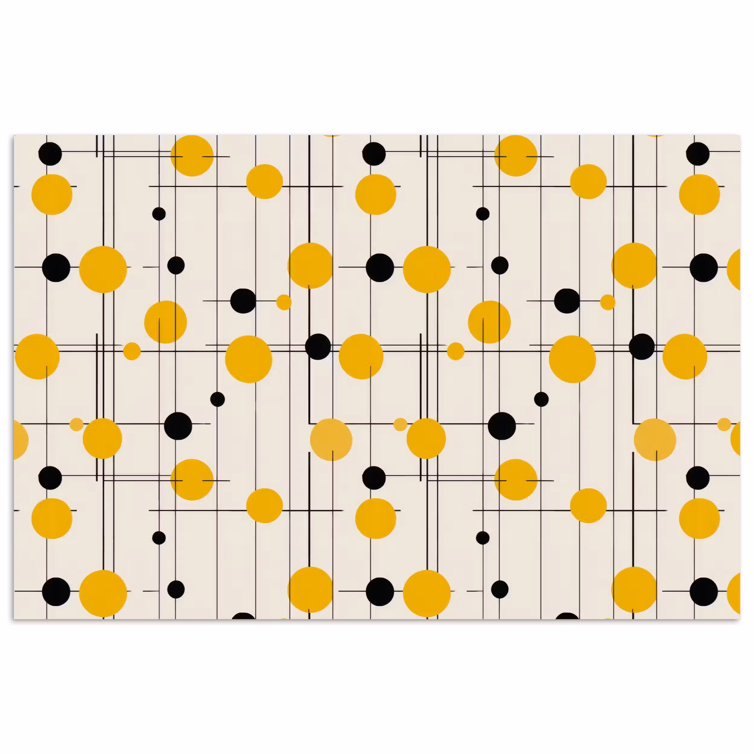 Poster - Geometric - Retro - Lines - Ochre - Black