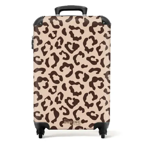 Dierenprints - Panterprint koffer in bruin en beige NBS - Handbagage koffer - Unisex middel -productfoto_recht