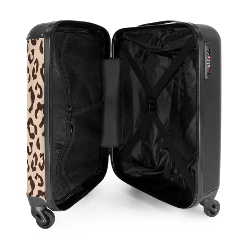 Dierenprints - Panterprint koffer in bruin en beige NBS - Handbagage koffer - Unisex middel -binnenkant