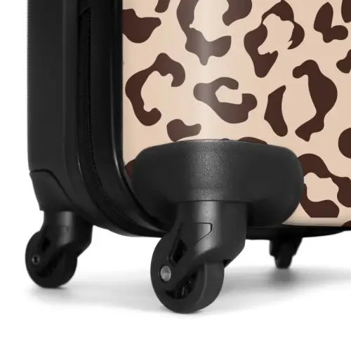 Dierenprints - Panterprint koffer in bruin en beige NBS - Handbagage koffer - Unisex middel -wiel