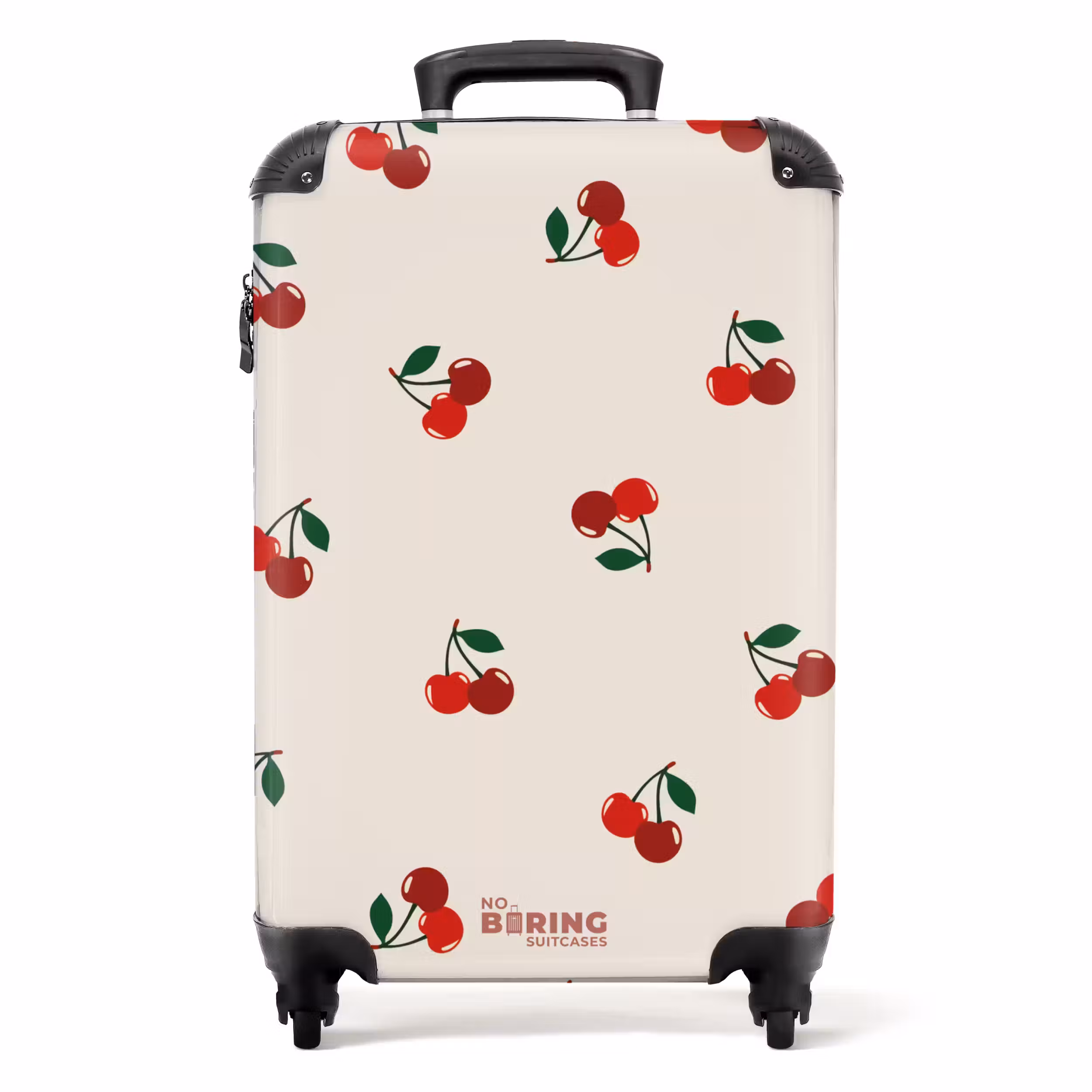 Suitcase - Beige background with pattern of large cherries