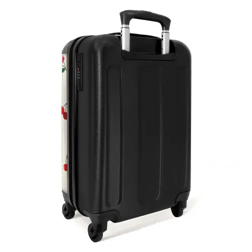 Beige achtergrond met patroon van grote kersen NBS - Handbagage koffer - Unisex middel -achterkant
