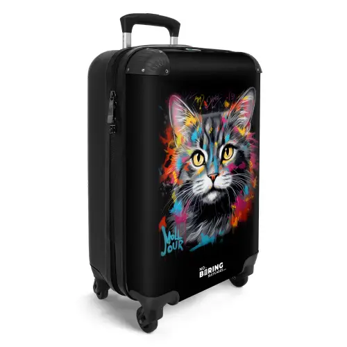 Kat met kleurrijke penseelstreken NBS - Handbagage koffer - Unisex middel -productfoto_3d