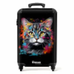 Kat met kleurrijke penseelstreken NBS - Handbagage koffer - Unisex middel -productfoto_recht