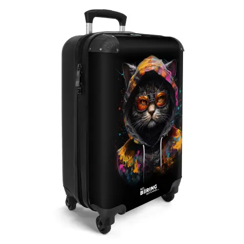 Kat met kleurrijk vest en oranje bril NBS - Handbagage koffer - Unisex middel -productfoto_3d