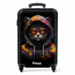 Kat met kleurrijk vest en oranje bril NBS - Handbagage koffer - Unisex middel -productfoto_recht