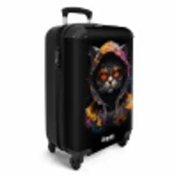 Kat met kleurrijk vest en oranje bril NBS - Handbagage koffer - Unisex middel -productfoto_3d