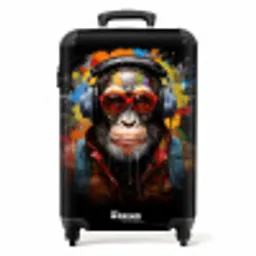 Chimpansee met koptelefoon en graffiti-spray NBS - Handbagage koffer - Unisex middel -productfoto_recht