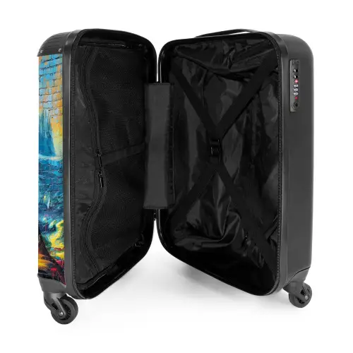 Kleurrijke Mona Lisa in graffiti stijl NBS - Handbagage koffer - Unisex middel -binnenkant