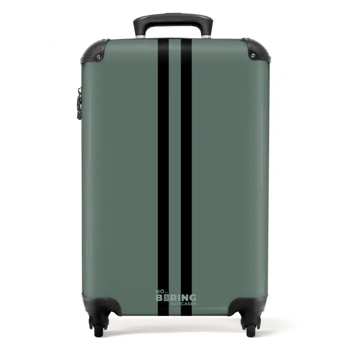 Groene achtergrond met dubbele verticale zwarte strepen NBS - Handbagage koffer - Volwassenen Unisex middel -productfoto_recht