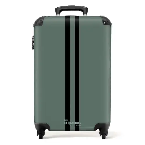 Groene achtergrond met dubbele verticale zwarte strepen NBS - Handbagage koffer - Volwassenen Unisex middel -productfoto_recht