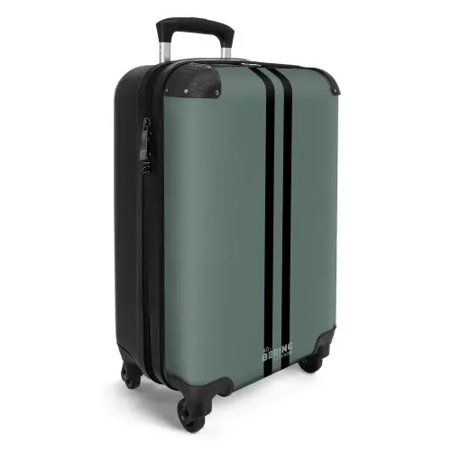 Groene achtergrond met dubbele verticale zwarte strepen NBS - Handbagage koffer - Volwassenen Unisex middel -productfoto_3d