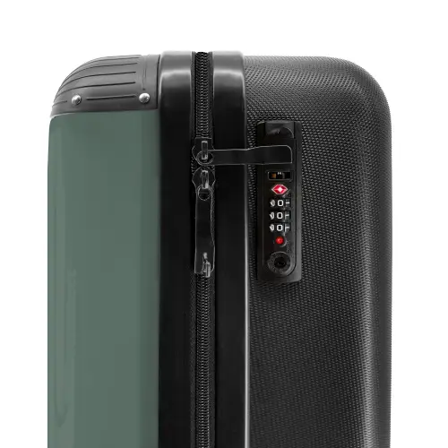 Groene achtergrond met dubbele verticale zwarte strepen NBS - Handbagage koffer - Volwassenen Unisex middel -slot