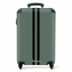 Groene achtergrond met dubbele verticale zwarte strepen NBS - Handbagage koffer - Volwassenen Unisex middel -productfoto_recht