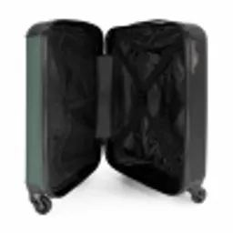 Groene achtergrond met dubbele verticale zwarte strepen NBS - Handbagage koffer - Volwassenen Unisex middel -binnenkant