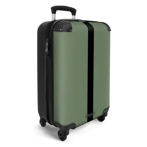 Minimal - Grijsgroen met zwarte streep NBS - Handbagage koffer - Unisex middel -productfoto_3d
