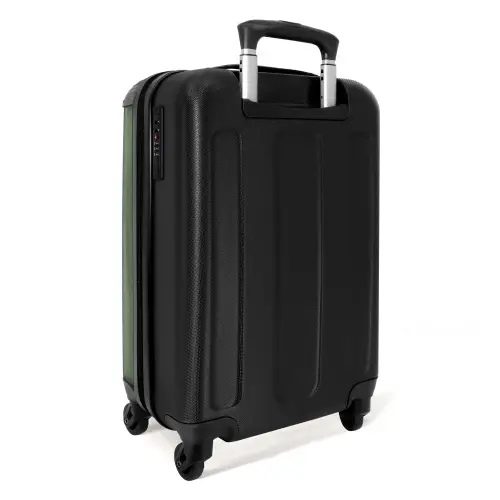 Minimal - Grijsgroen met zwarte streep NBS - Handbagage koffer - Unisex middel -achterkant