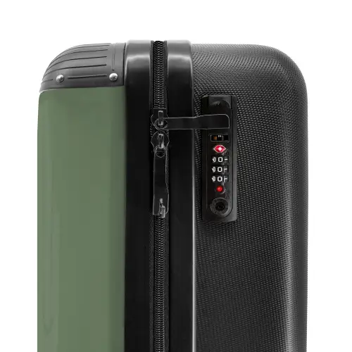 Minimal - Grijsgroen met zwarte streep NBS - Handbagage koffer - Unisex middel -slot