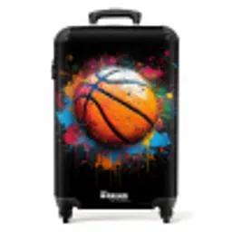 Oranje basketbal te midden van verfspetters NBS - Handbagage koffer - Unisex middel -productfoto_recht