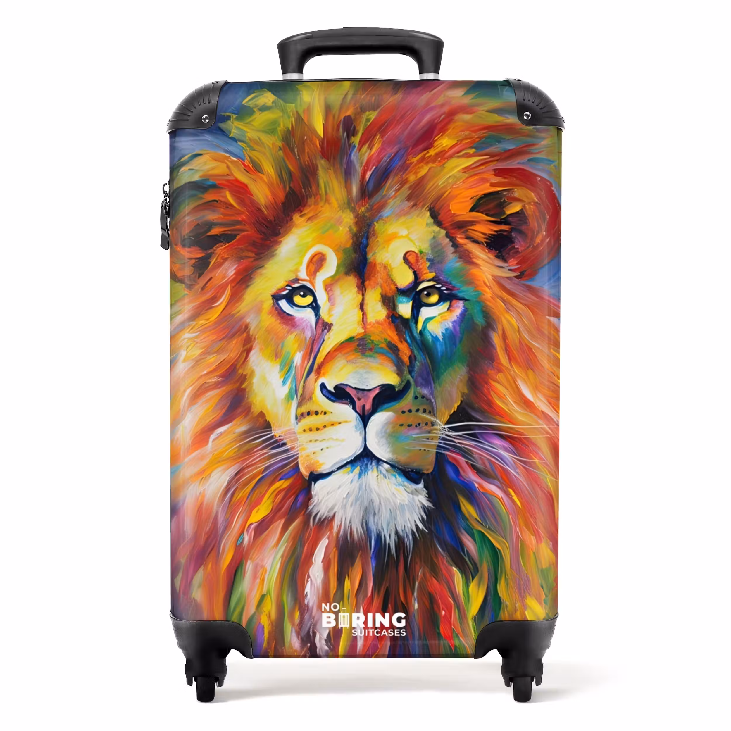 Suitcase - Portrait of a lion in colorful oil paint