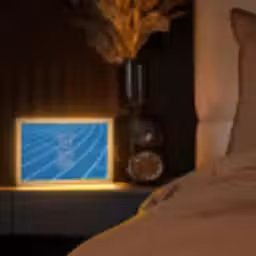 Atletiekbaan - Blauw - Tekst -Roze Light Box met kabel (Tafellamp) klein -sfeer1