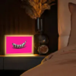 Banaan - Zebraprint - Roze Light Box met kabel (Tafellamp) klein -sfeer1
