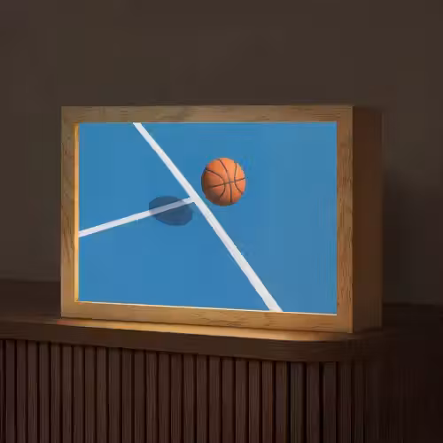 Basket - Bal - Blauw - Zwevend Light Box met kabel (Tafellamp) klein -z3d_website