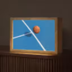 Basket - Bal - Blauw - Zwevend Light Box met kabel (Tafellamp) klein -z3d_website