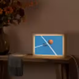 Basket - Bal - Blauw - Zwevend Light Box met kabel (Tafellamp) klein -sfeer4