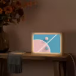 Basketbal - Pastel - Roze - BLauw Light Box met kabel (Tafellamp) klein -sfeer4