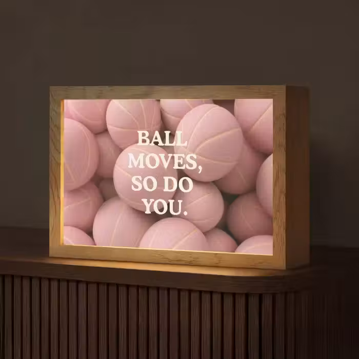 Basketballen - Roze - Quote - Sportief Light Box met kabel (Tafellamp) klein -z3d_website