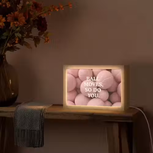 Basketballen - Roze - Quote - Sportief Light Box met kabel (Tafellamp) klein -sfeer4