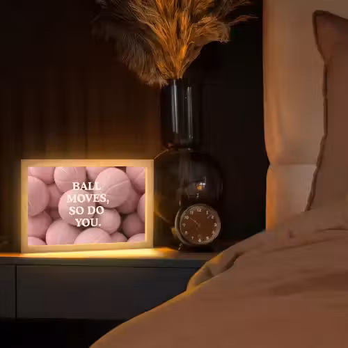 Basketballen - Roze - Quote - Sportief Light Box met kabel (Tafellamp) klein -sfeer1