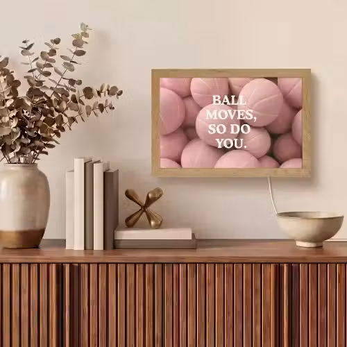 Basketballen - Roze - Quote - Sportief Light Box met kabel (Tafellamp) klein -sfeer2