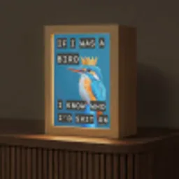 Vogel - Decoratie - Ijsvogel - Blauw Light Box met kabel (Tafellamp) klein -z3d_website