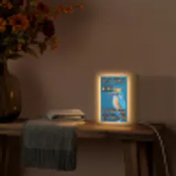 Vogel - Decoratie - Ijsvogel - Blauw Light Box met kabel (Tafellamp) klein -sfeer4