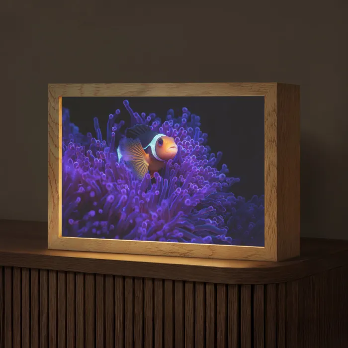Koraal - Vis - Oranje - Zee Light Box met kabel (Tafellamp) klein -z3d_website