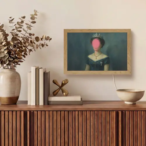 Kroon - Roze druipend verf - Portret Light Box met kabel (Tafellamp) klein -sfeer2