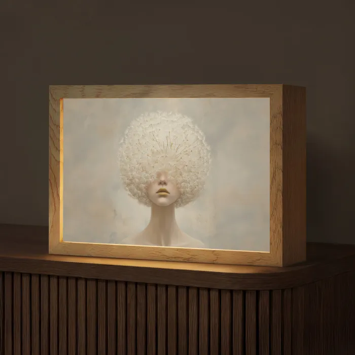 Dromerig - Beige - Paardenbloemzaadjes Light Box met kabel (Tafellamp) klein -z3d_website