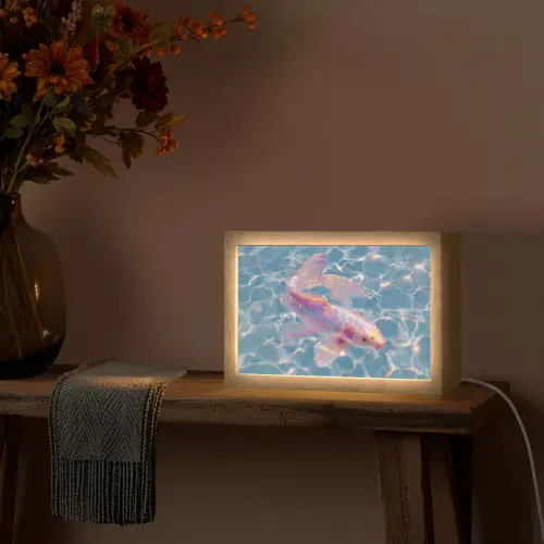 Vis - Water - Blauw - Licht Light Box met kabel (Tafellamp) klein -sfeer4