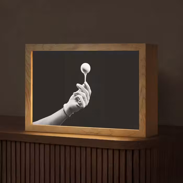 Golfbal - Zwart - Wit Light Box met kabel (Tafellamp) klein -z3d_website